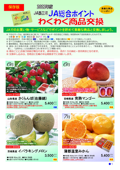 JA総合ポイントわくわく商品交換