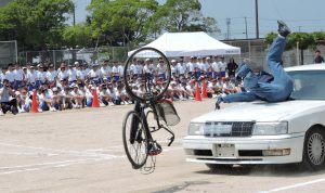 自転車の飛び出しによる事故場面の再現