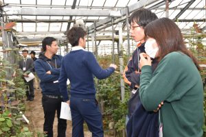 ほ場を案内する生産者(右から2番目)と説明を受ける参加者