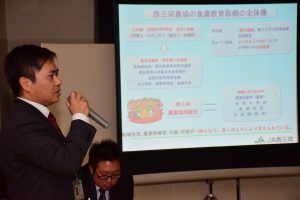 JAの食農教育担当者が取り組みを説明する
